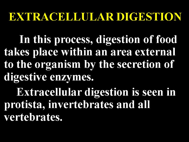 EXTRACELLULAR DIGESTION       In this process, digestion of food